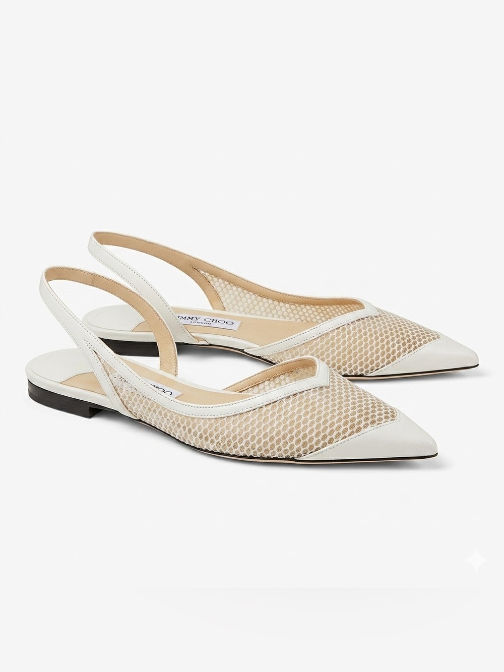 Jimmy Choo Beige and White Mesh Slingback Flats New with box
